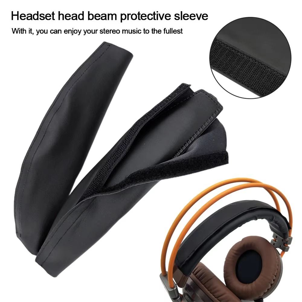 Universal PU Leather Headset Earmuff And Headband Replacement Pads 7.76x1.18in