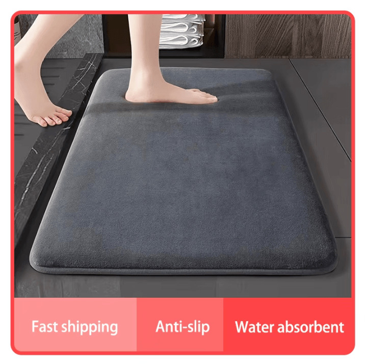 Super Absorbent Coral Velvet Floor & Bath Mat Anti Slip Waterproof Door & Bathroom Rug 02 Black 24 32 In