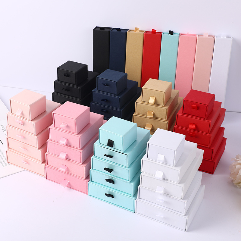 Jewelry Organizer Box, Black Ring Necklace Earring Display, Bracelet Storage Boxes, Packing And Packaging Set light Pink 2.76 X 3.54 X 1.18