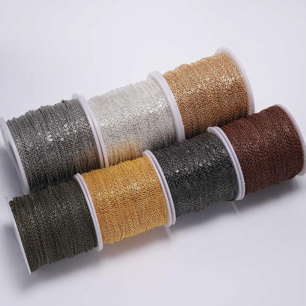 Gold Plated Necklace Chain 5m Roll For Jewelry Making DIY Crafts gold 1.5mm X 5m