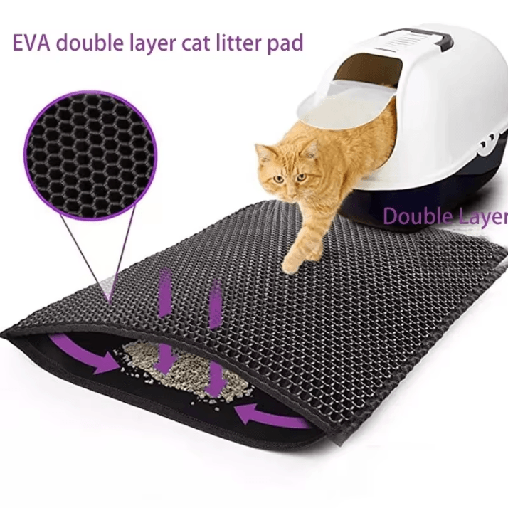 Cat Litter Mat Double Layer Waterproof Pet Pad With Non Slip Sand Catcher (Washable Clean Mat) coffee 17.7 23.6 In