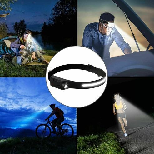 USB Rechargeable COB LED Headlamp, Waterproof Headlight Torch Work Light Bar, Adjustable Head Band Lamp For Hunting USB Rechargeable COB LED Headlamp, Waterproof Headlight Torch Work Light Bar, Adjustable Head Band Lamp For Hunting