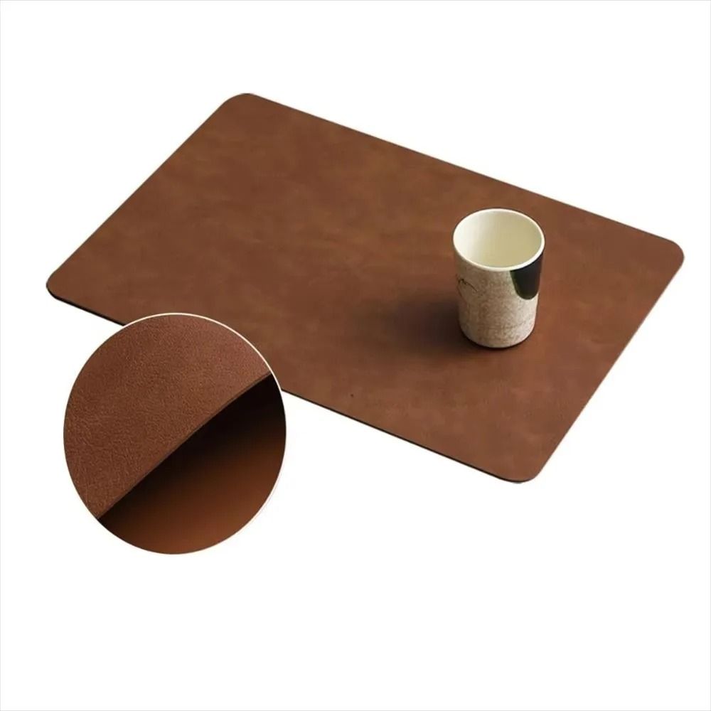 Professional Reversible PU Leather Waterproof Placemat And Heat Insulated Table Protector light Coffee