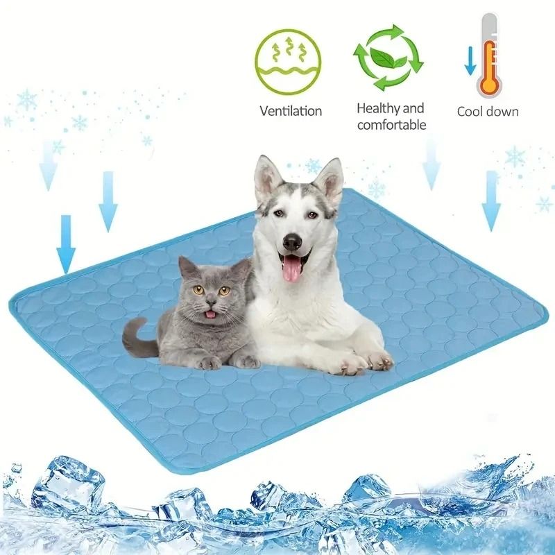 Summer Cooling Pet Mat And Ice Pad Blanket light Blue l