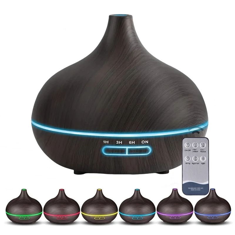 18.6 Fl Oz USB Aroma Diffuser With 7 Color LED Lights And Remote Control dark