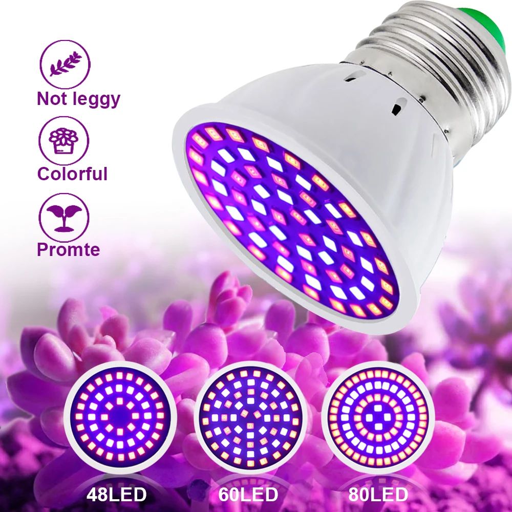 Full Spectrum LED Grow Bulb E27 With 60 80 LEDs For Indoor Plants And Greenhouse 60leds