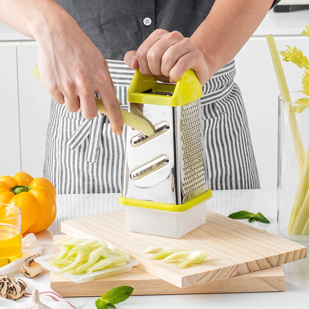 Manual Vegetable Grater Chopper Stainless Steel Cheese Garlic Ginger Fruit Slicer Multifunctional Kitchen Gadget yellow