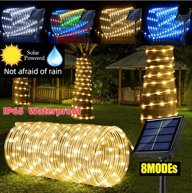 Solar Powered LED String Lights Outdoor Fairy Garden Decoration white 12m 100 Leds