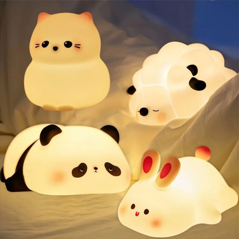 Cute Animal Shape Silicone Night Light Rechargeable Bedside Lamp puppy