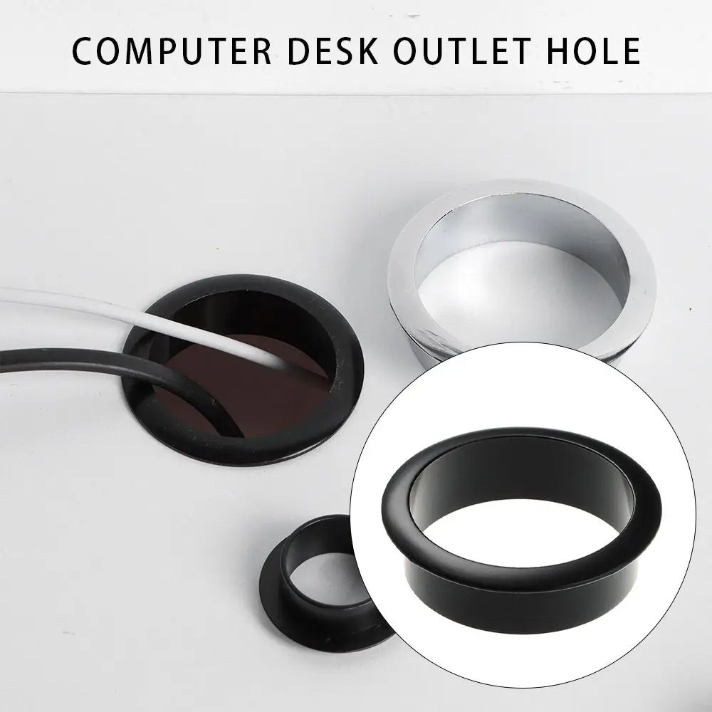 Zinc Alloy Desk Cable Grommet Hole Cover Wire Port Organizer Plug For Computer Desk, Cabinet Vent & Furniture Hardware black 40mm