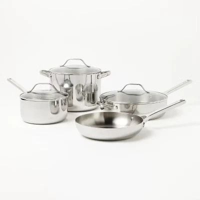 Stainless Steel Cookware Set, Silver Figmint, Heat Resistant, Induction & Oven Safe, Includes Lids Stainless Steel Cookware Set, Silver Figmint, Heat Resistant, Induction & Oven Safe, Includes Lids