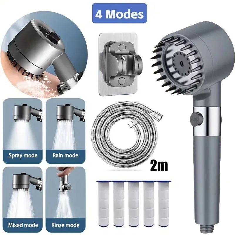 Four Mode Massage Shower Filter Head grey Suit D