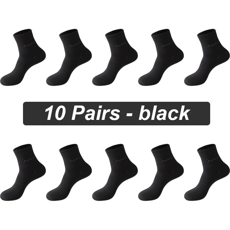 Mens Bamboo Fiber Socks (10 Pairs) Breathable Antibacterial Comfort, EU 3846 5black 5white