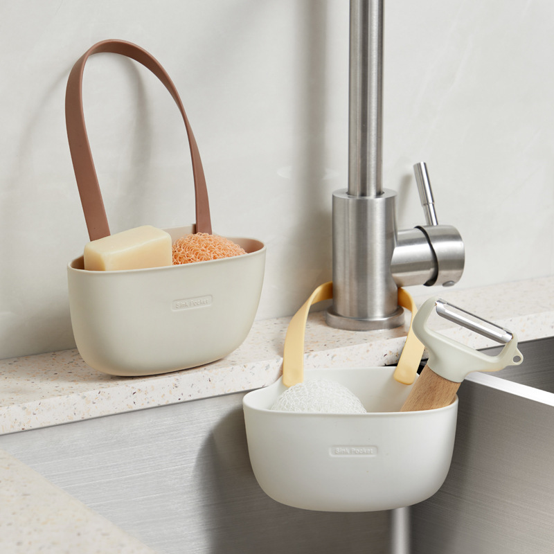 Kitchen Sink Sponges Soap Holder, Bathroom Dish Drain Water Basket, Storage Drying Rack Organizer Accessories green