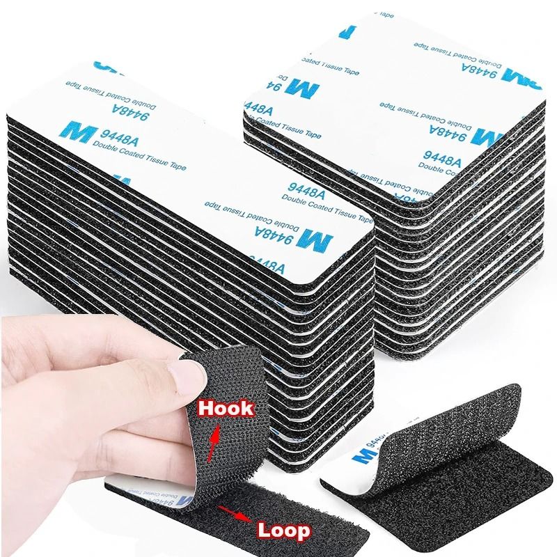 Self Adhesive Hook And Loop Fastener Tape Strong Nylon Mounting Pads black 38x50 Mm 10 Pcs