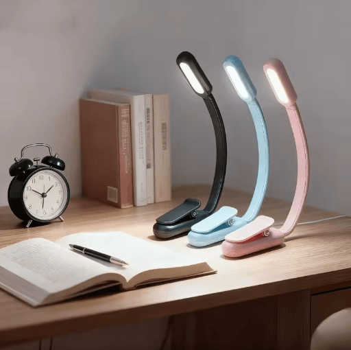 Mini Rechargeable Book Light USB Clip On Reading Lamp With Adjustable Brightness black Charge 1pcs