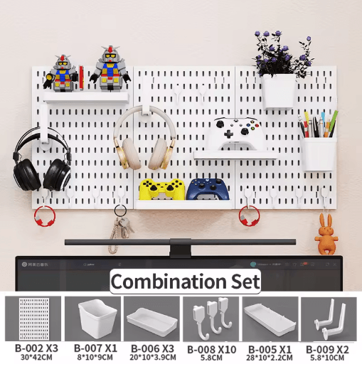 Home Storage Pegboard Gaming Gear Organizer And Figurine Display For Study Gaming Rooms whi Dolls Holder L
