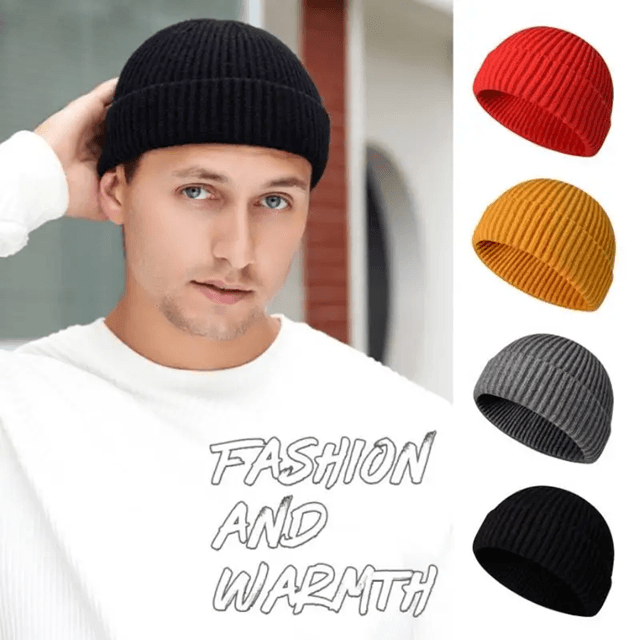 Unisex Knitted Wool Beanie Warm Winter Hat black
