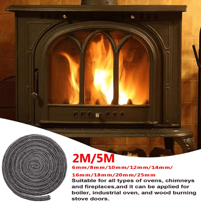 Heat Resistant Wood Stove Door Gasket Fiberglass Fireplace Seal Tape 10mmx5m