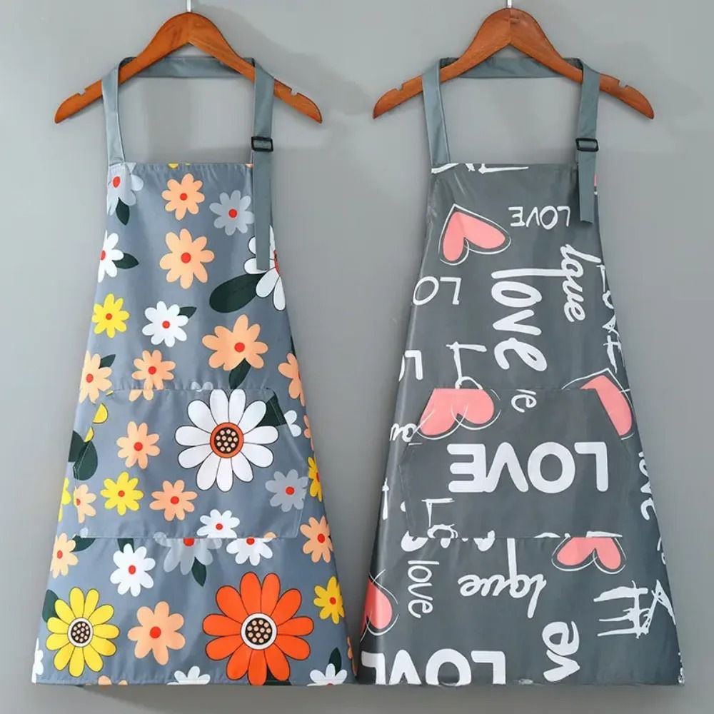 Premium Floral Waterproof Apron Adjustable Cooking Bib With Pocket For Baking & Gardening love