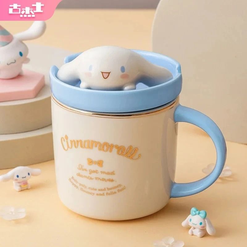 Sanrio 3D Doll Lid Ceramic Mug Cute Hello Kitty, My Melody & Cinnamoroll 320ml Coffee Cup my Melody