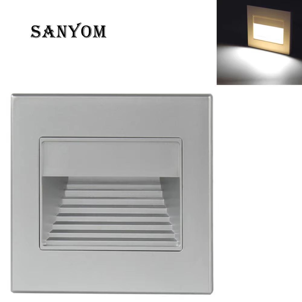 Recessed LED Stair & Wall Night Light For Indoor Steps & Decor (110V 220V) white+box 3w warm White (2700 3500k)