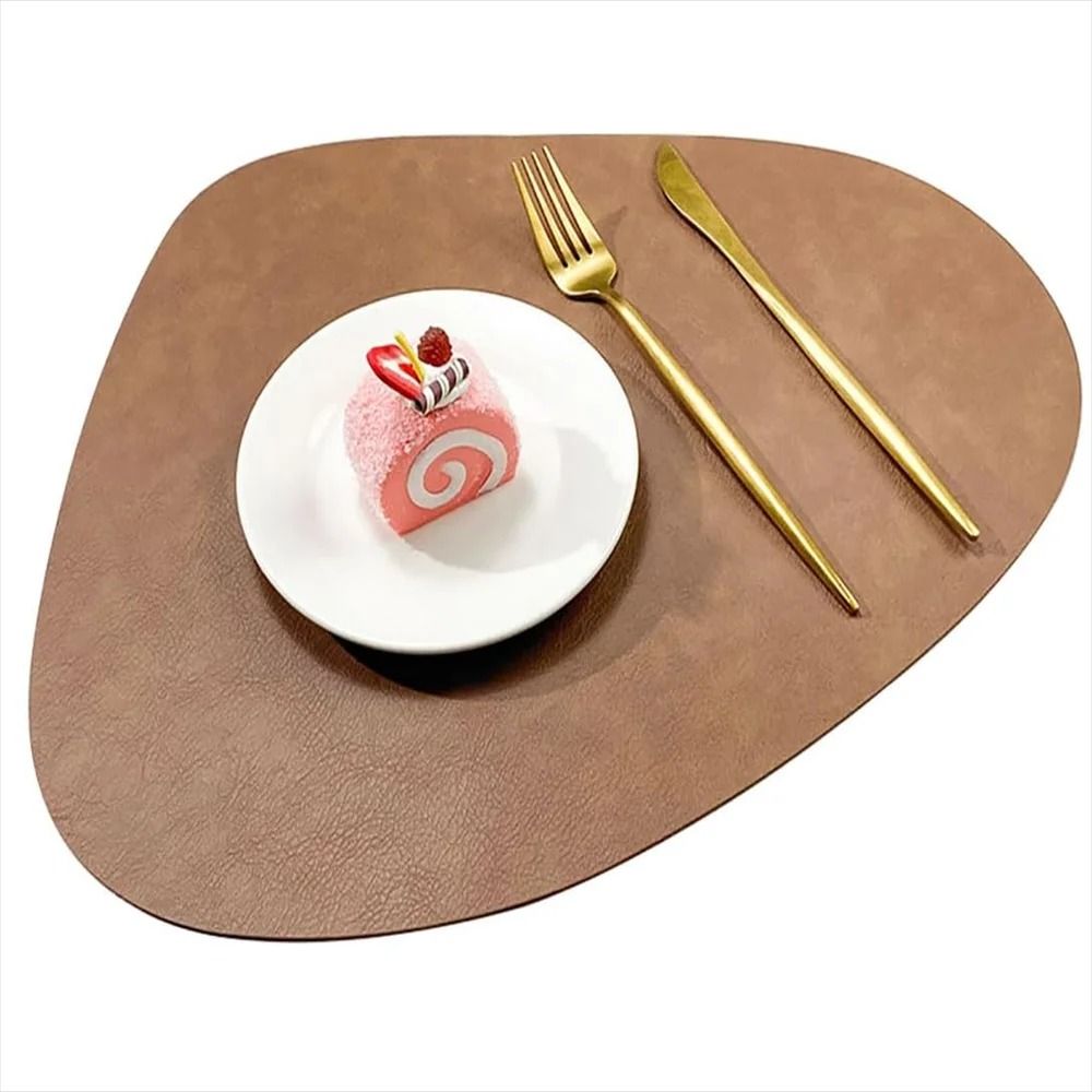 Premium PU Leather Placemats & Coffee Coasters Waterproof & Heat Resistant Table Mats walnut 1 Pc