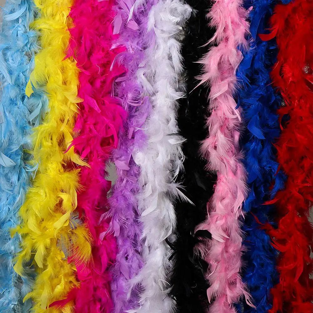 2M Fluffy Feather Boa Trim Strip For Sewing Crafts, Costume & Fancy Dress, Wedding Party Decor DIY Apparel Accessory purple