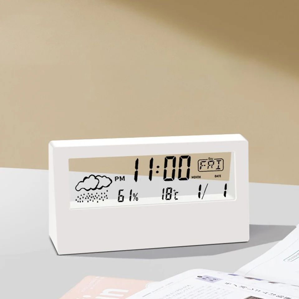 Thermo Hygrometer Alarm Clock black Night Light