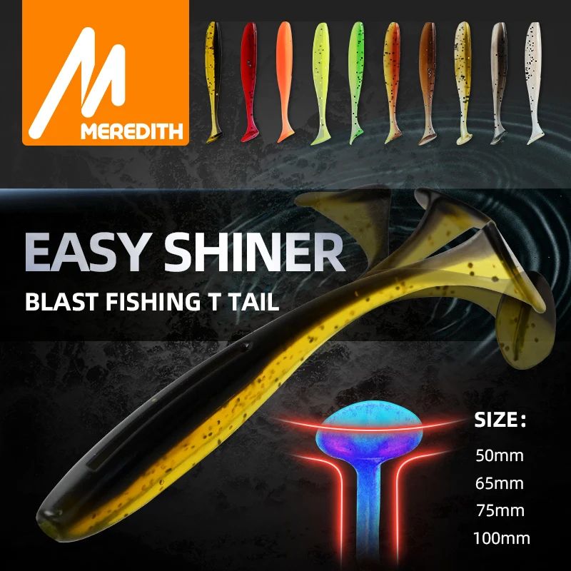 MEREDITH Easy Shiner Soft Plastic Fishing Lures (10 Pack) Paddle Tail Swimbaits For Carp & Bass s01 65mm 10pcs
