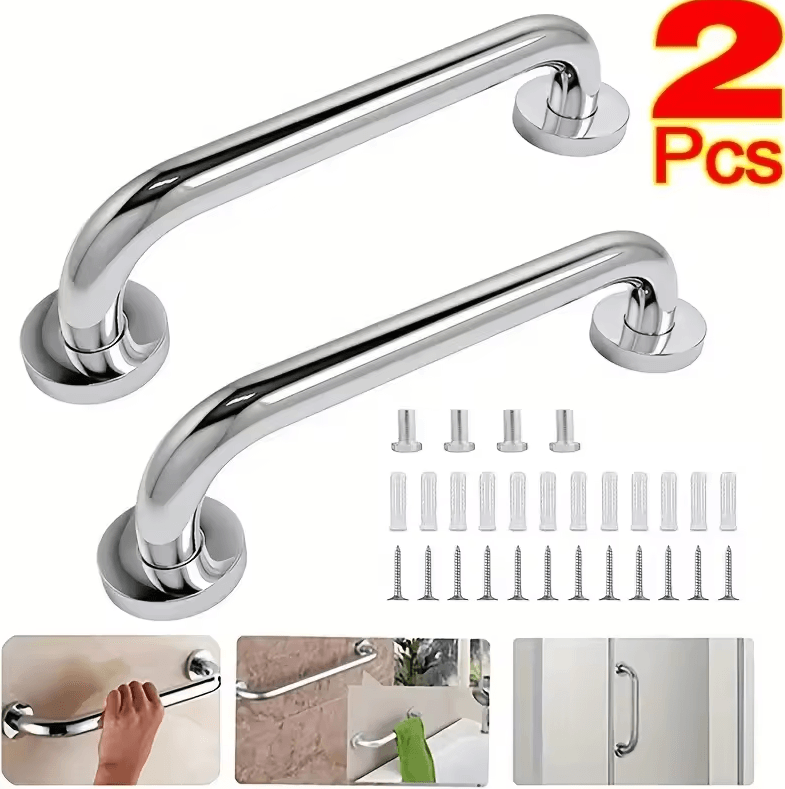 Stainless Steel Bathroom Safety Handrails Accessible Support Grab Bars For Disabled & Elderly 11.8in 1pc