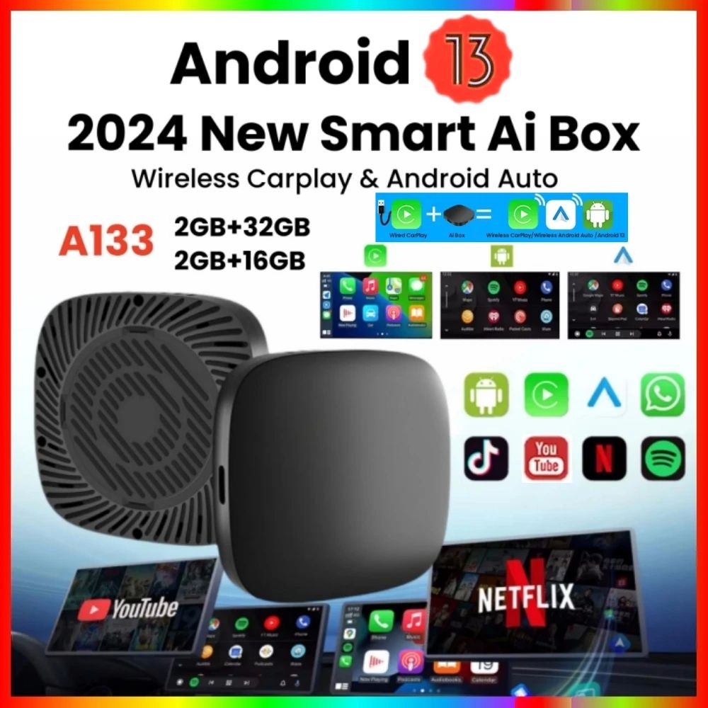 Android 13 Wireless CarPlay AI Smart Box 2gb 32gb