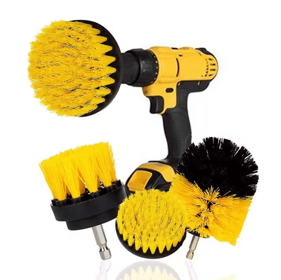 3 Piece Electric Drill Scrubber Brush Kit | Power Brush Heads For Carpet, Glass & Tires (2in, 3.5in, 4in) 8pcs drill
