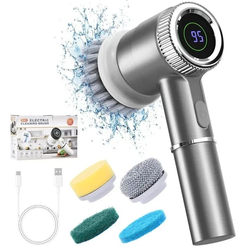 Cordless Electric Spin Scrubber With 2000mAh Battery Waterproof Power Scrubber For Kitchen & Bathroom white