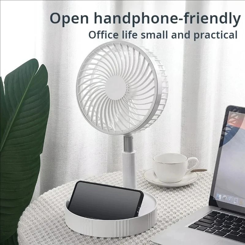 Professional High Capacity Retractable And Folding Portable Fan white