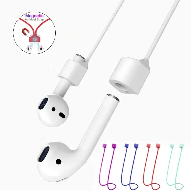 Magnetic Silicone Wireless Earbuds Neck Strap For AirPods & Bluetooth Earbuds Anti Lost Lanyard a dark Blue