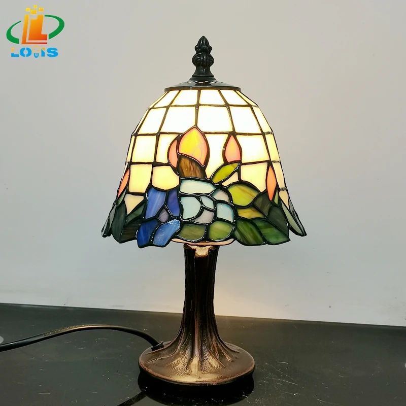 6 Inches Scandinavian Orchid Glass Table Lamp, Small Bedside Night Light For Bedroom Breastfeeding Cafe Decor Gift b au Plug