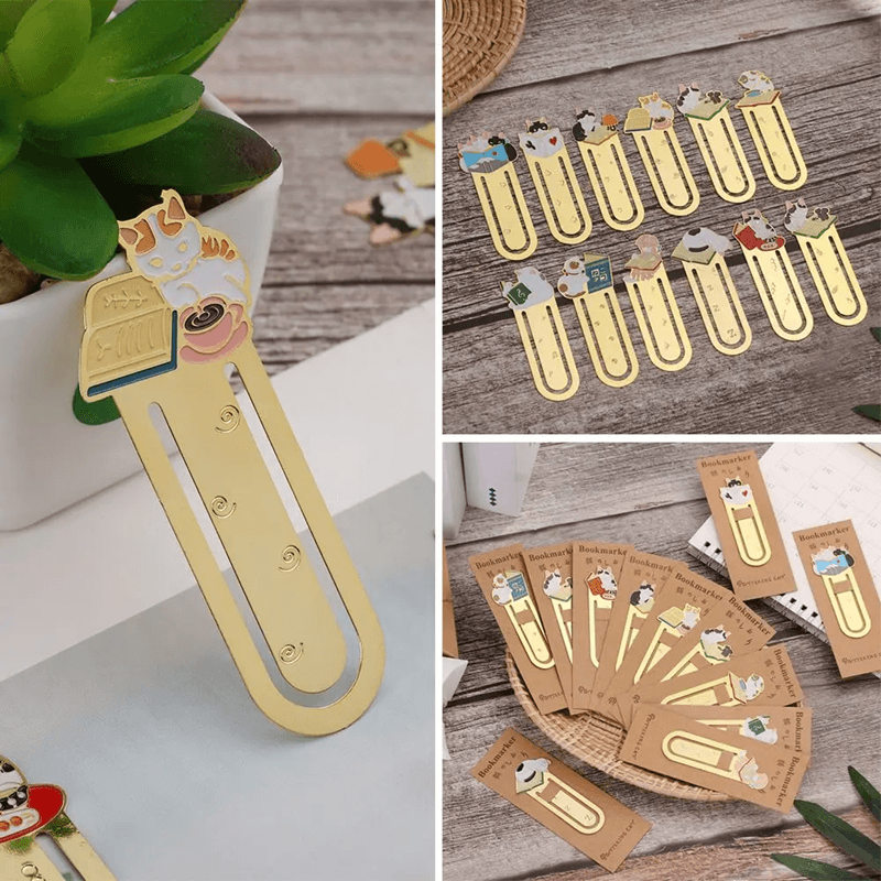 Gold Plated Cat Bookmark Folder Clip Cute Reading Label 4