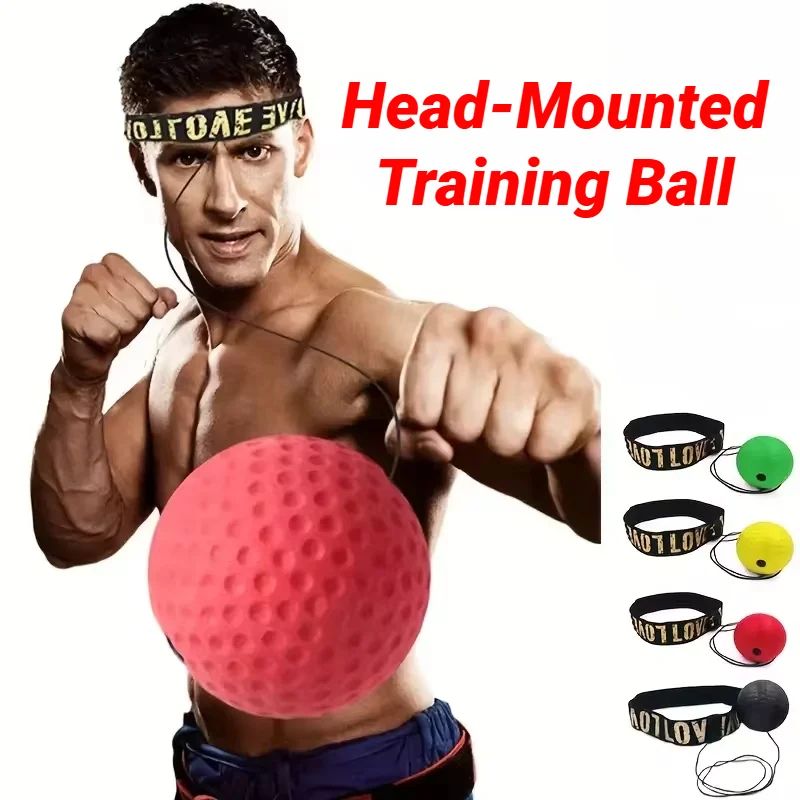 Head Mounted Boxing Reflex Ball MMA Reaction Training Speed Ball For Hand Eye Coordination black