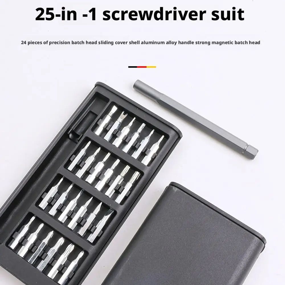 24 in 1 Precision Screwdriver Set Magnetic Repair Tool Kit For Phone, Glasses & Electronics, Hex Flat Bits, Portable l Gray