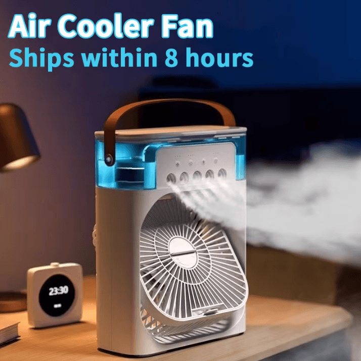 Portable 3 in 1 Portable Air Cooler With Mini Humidifier Fan & LED Night Light black