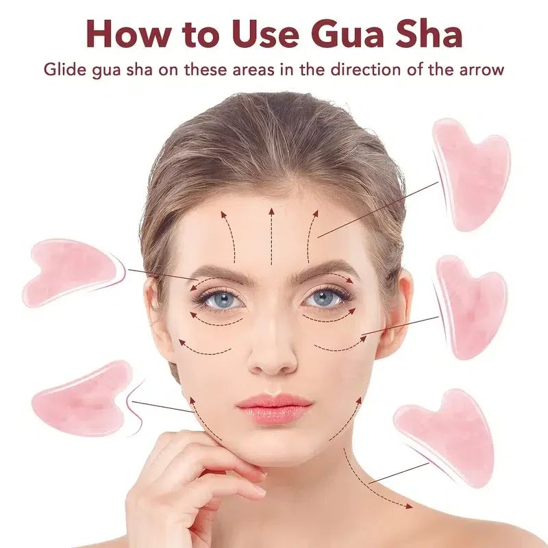 Natural Rose Jade Gua Sha Tool Facial & Body Lifting Stone For Massage And Skin Care pink 2