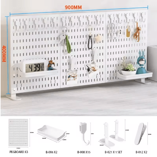 Desktop Pegboard Storage Kit Stand Up Clip On Panels For Home Office And Study Organization white Storage Box C