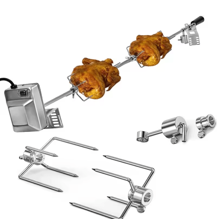 Double Sided Rotisserie Fork Stainless Steel BBQ Skewer For Grilling And Roasting f