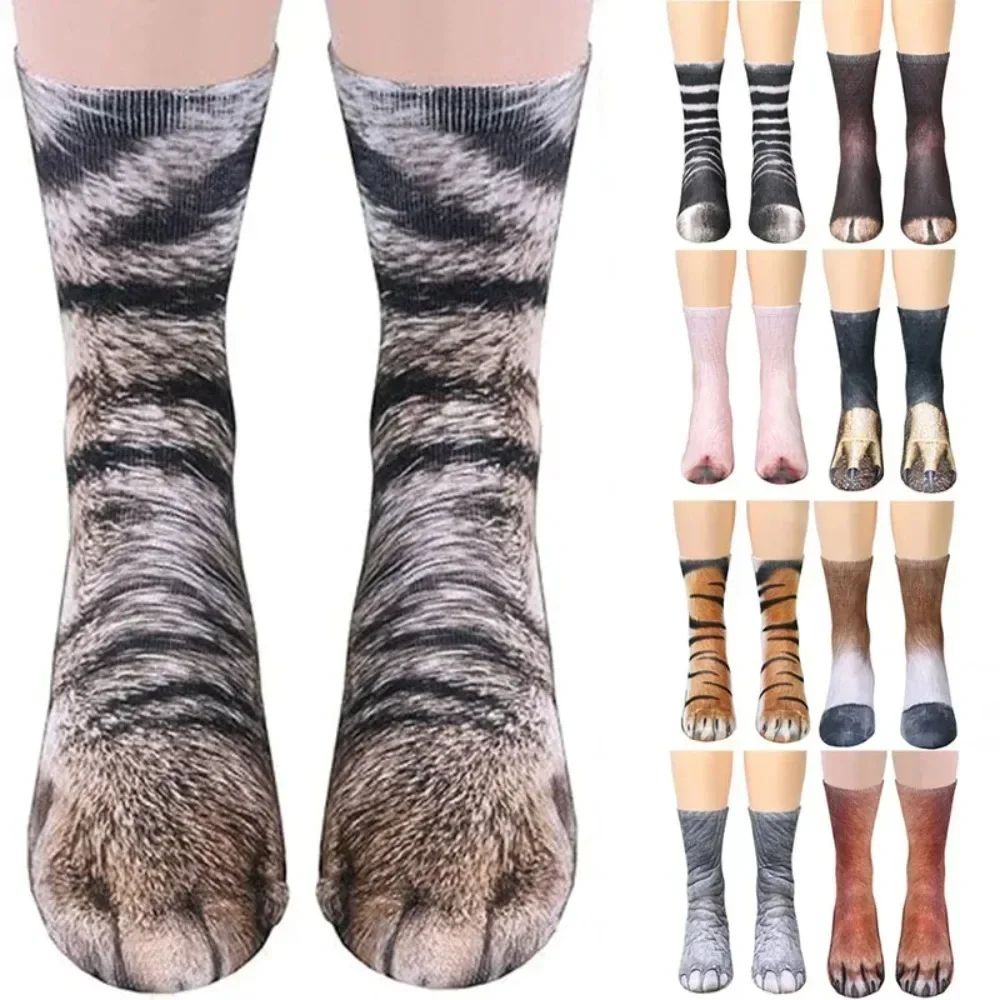 Unisex 3D Animal Paw Socks Crew Novelty Pair For Cosplay And Gag Gifts cat B