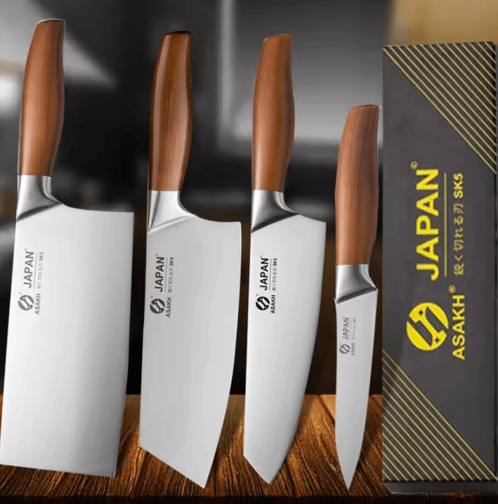 Professional Japanese Kitchen Knives Set With Chef, Santoku, Fillet, And Cleaver chef Knife C