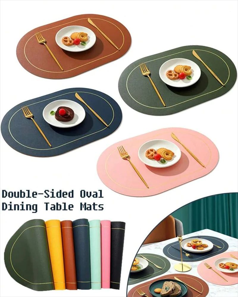 Faux Leather Placemats Double Sided, Washable, Non Slip Table Mats For Stylish Dining green 1pc 17.72 11.81 Inches