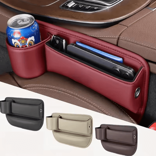 2 Piece Car Seat Gap Storage Box Multifunctional Seat Gap Organizer And Filler Pad brown