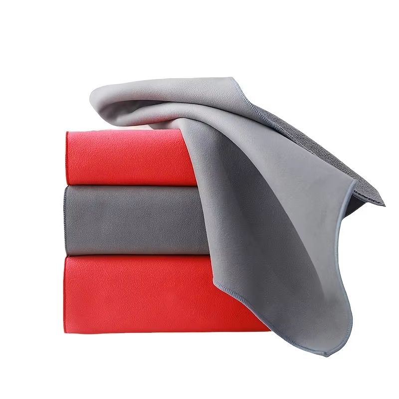 2PCS Coral Fleece Car Wash Drying Towel Double Sided Absorbent Double Sided Microfiber Towel For Mirror And Glass Cleani gray 11.81x11.81 In. 2pcs