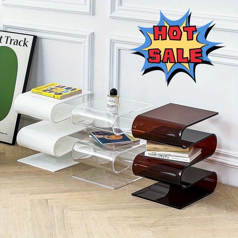 Nordic Transparent Acrylic Bookshelf Side Table Magazine Rack transparent